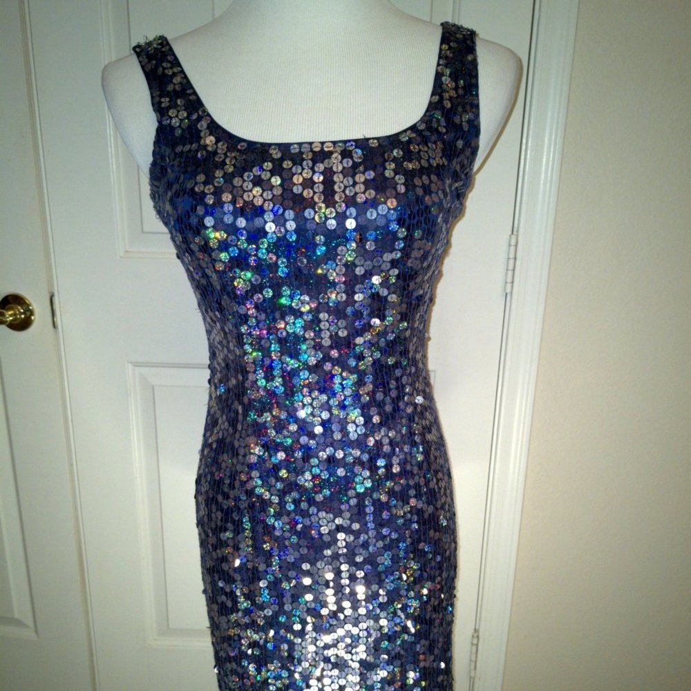 New Years Eve Blue Sequence Party/Evening mini Dress